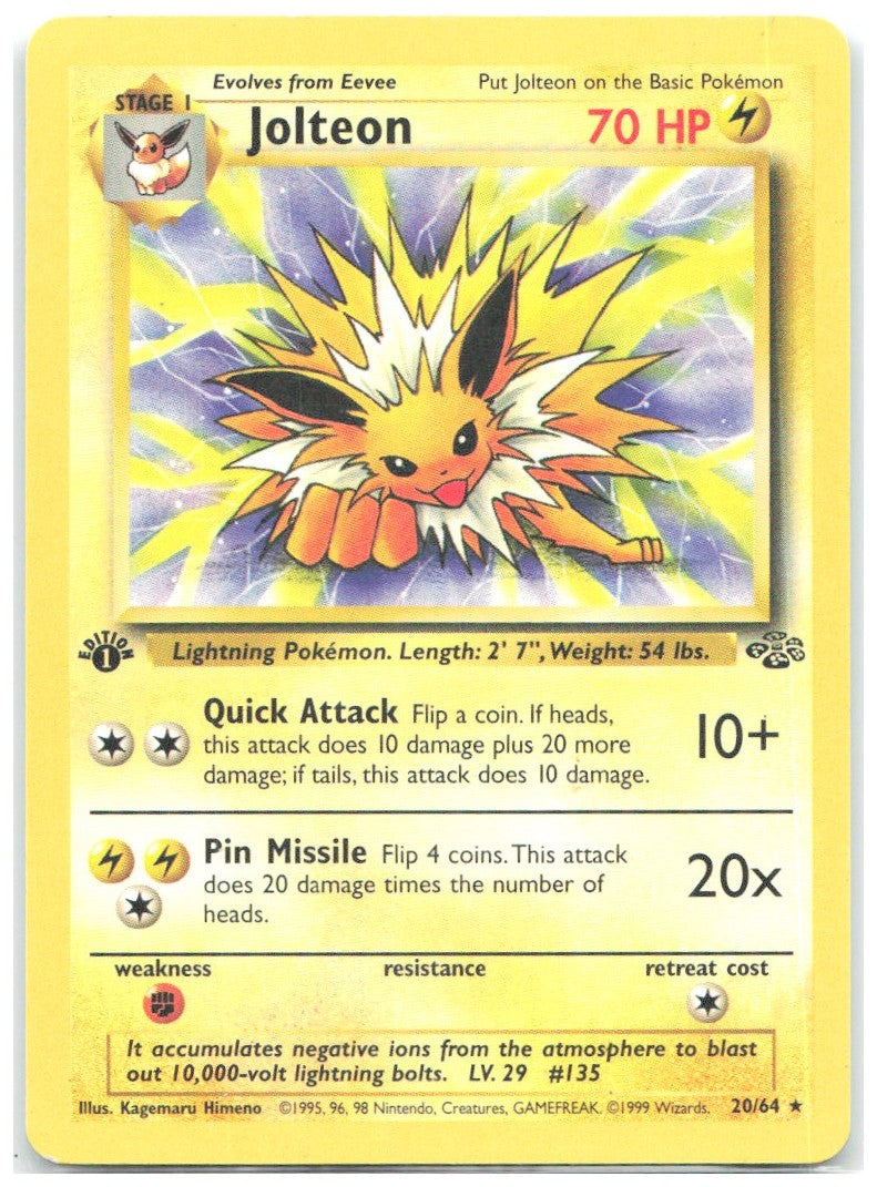 Jolteon 20 1st Edition Rare Jungle 20/64 NM Kagemaru Himeno