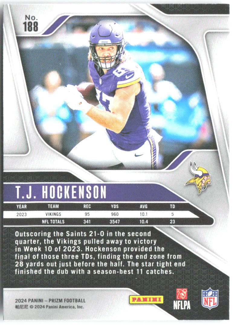 T.J. Hockenson Panini Prizm 188 2024 Minnesota Vikings
