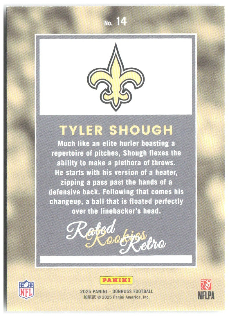 Tyler Shough Donruss - Rated Rookies Retro 14 2025 New Orleans Saints