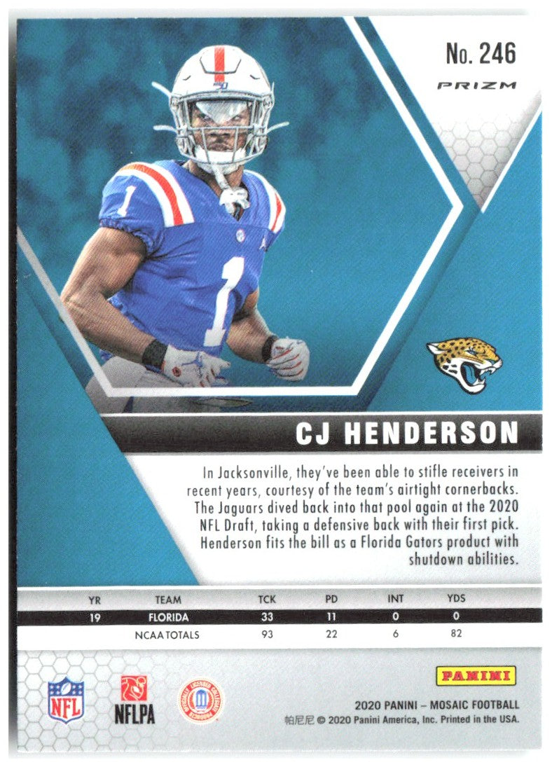CJ Henderson Panini Mosaic - Prizm Green 246 2020 Jacksonville Jaguars