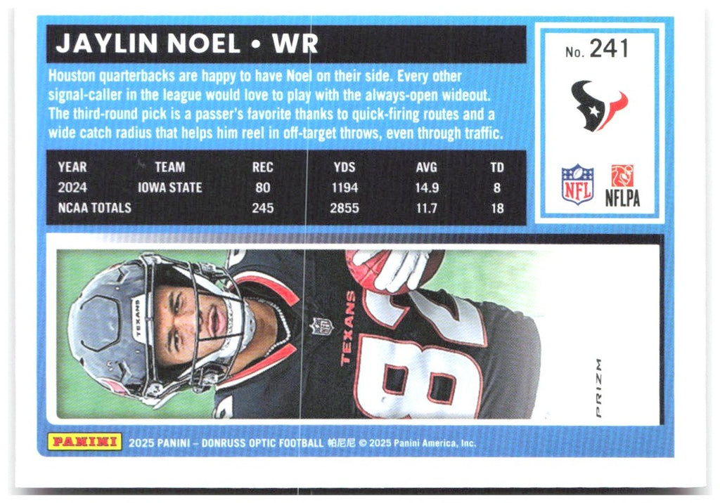 Jaylin Noel Donruss Optic - Pink 241 2025 Houston Texans