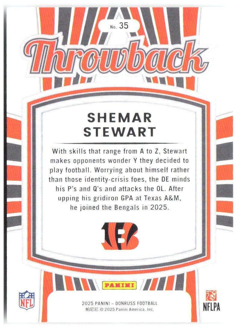 Shemar Stewart Donruss - Rated Rookies Throwback 35 2025 Cincinnati Bengals