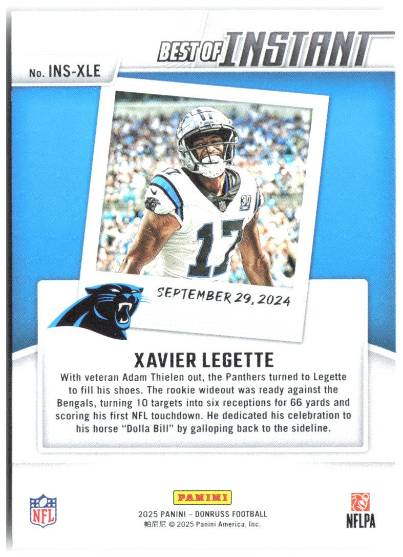 Xavier Legette Donruss - Best of Instant INS-XLE 2025 Carolina Panthers