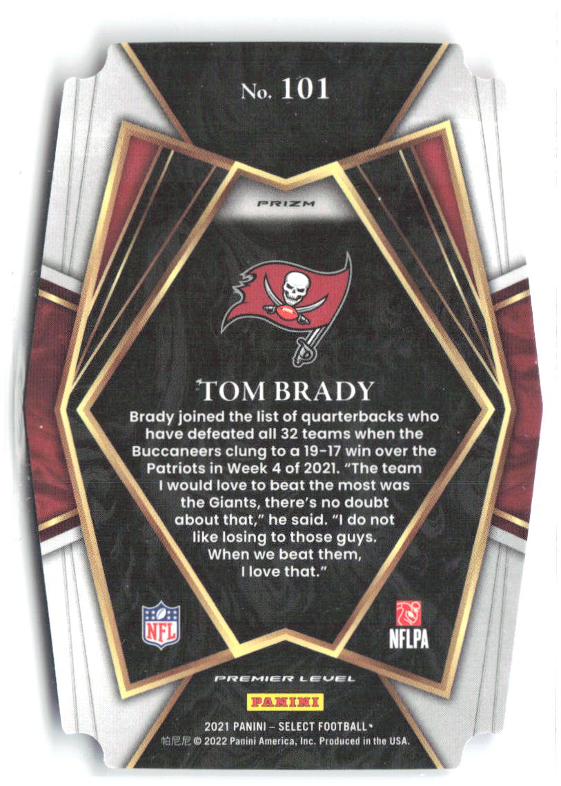 Tom Brady Panini Select Red and Blue Prizm Die Cut 101 2021 Tampa Bay Buccaneers