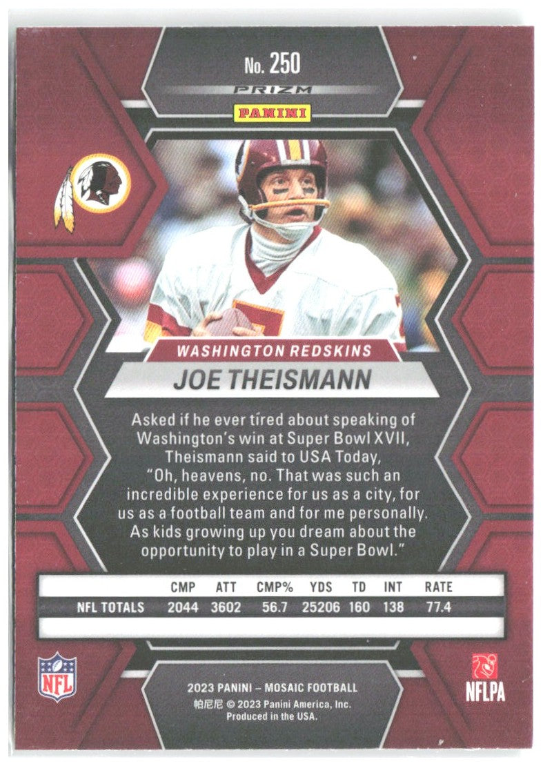 Joe Theismann Panini Mosaic - Green Mosaic 250 2023 Washington Redskins