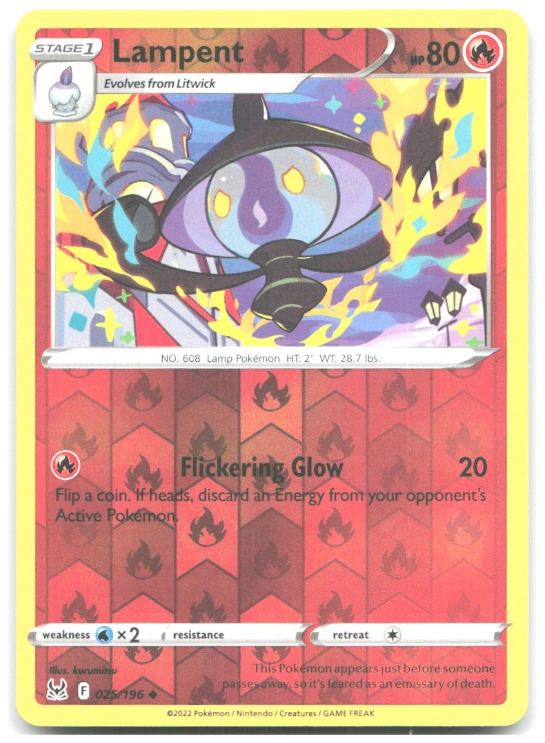 Lampent Reverse Holo Uncommon SWSH11 Lost Origin 025/196 NM kurumitsu