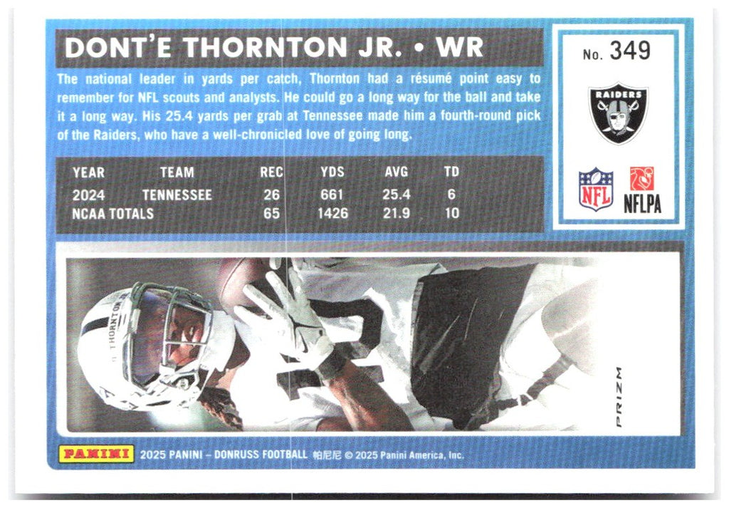 Dont’e Thornton Jr. Donruss - Optic Rated Rookies Pink 349 2025 Las Raiders