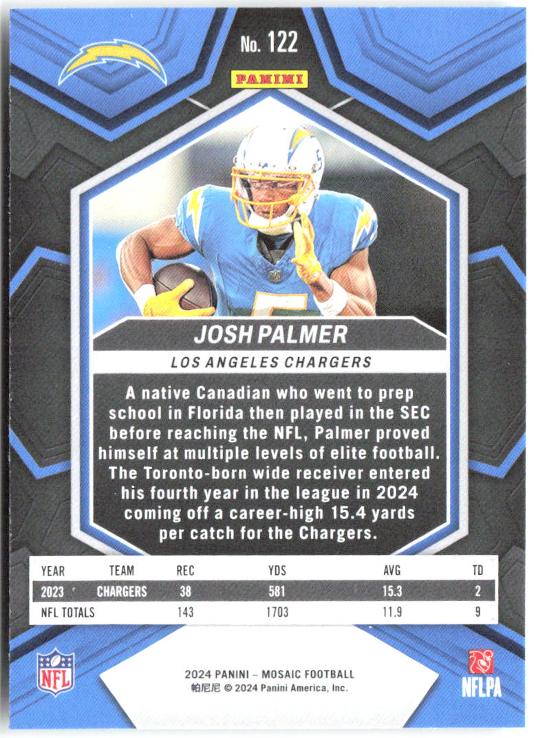 Josh Palmer Panini Mosaic 122 2024 Los Angeles Chargers