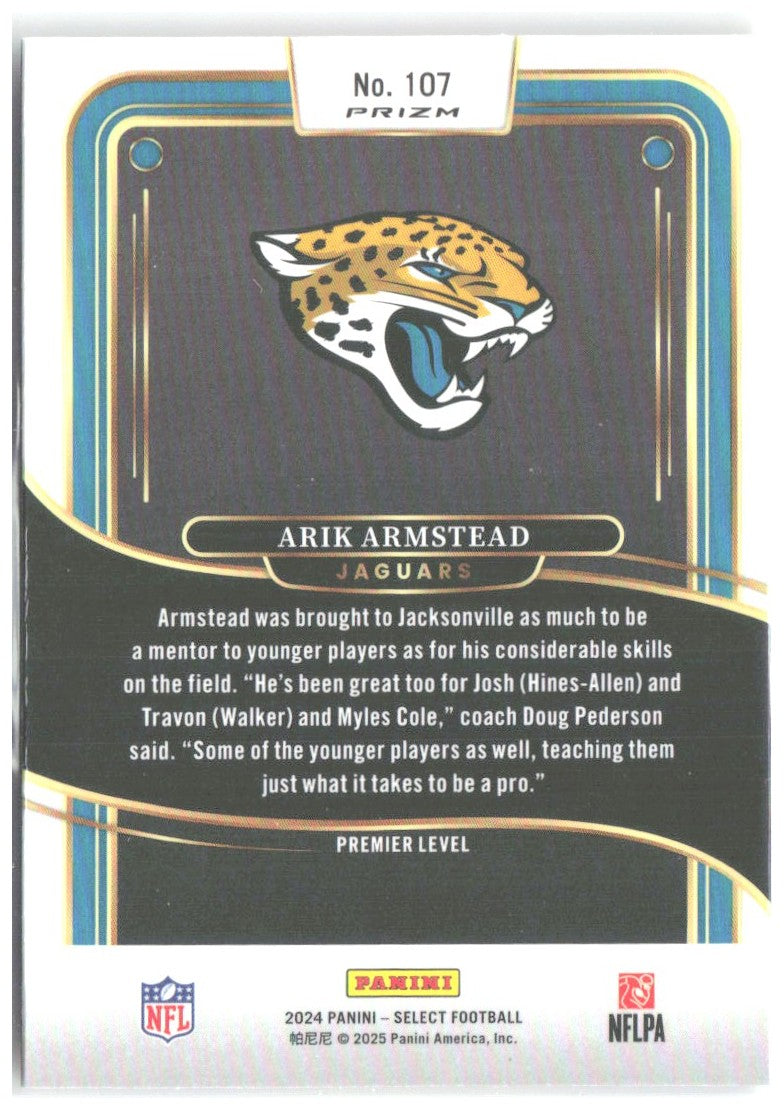 Arik Armstead Select - Red & Yellow Prizm Shock 107 2024 Jacksonville Jaguars