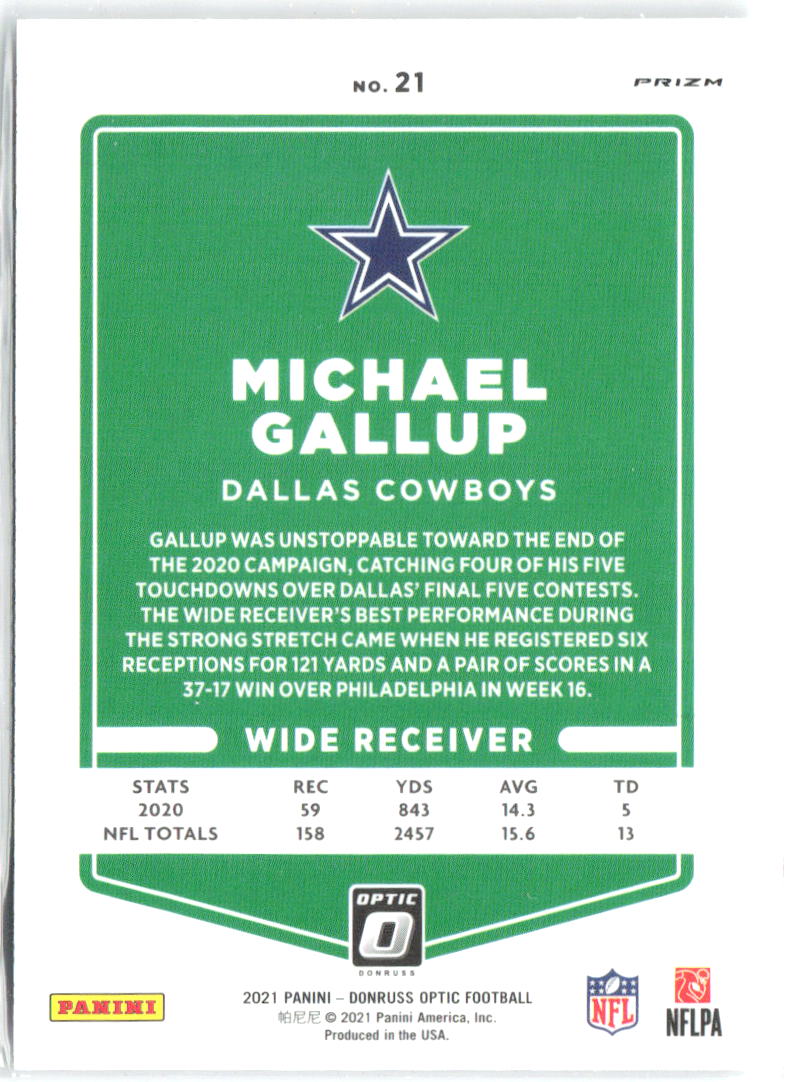 Michael Gallup Donruss Optic - Holo 21 2021 Dallas Cowboys