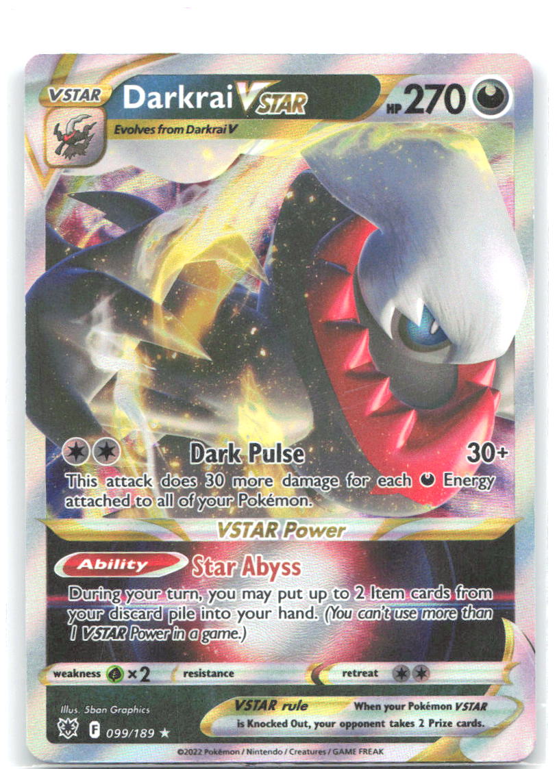 Darkrai VSTAR Holo Ultra Rare SWSH10: Astral Radiance 099/189 NM 5ban Graphics