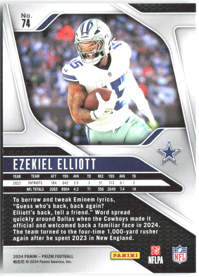 Ezekiel Elliott Panini Prizm 74 2024 Dallas Cowboys