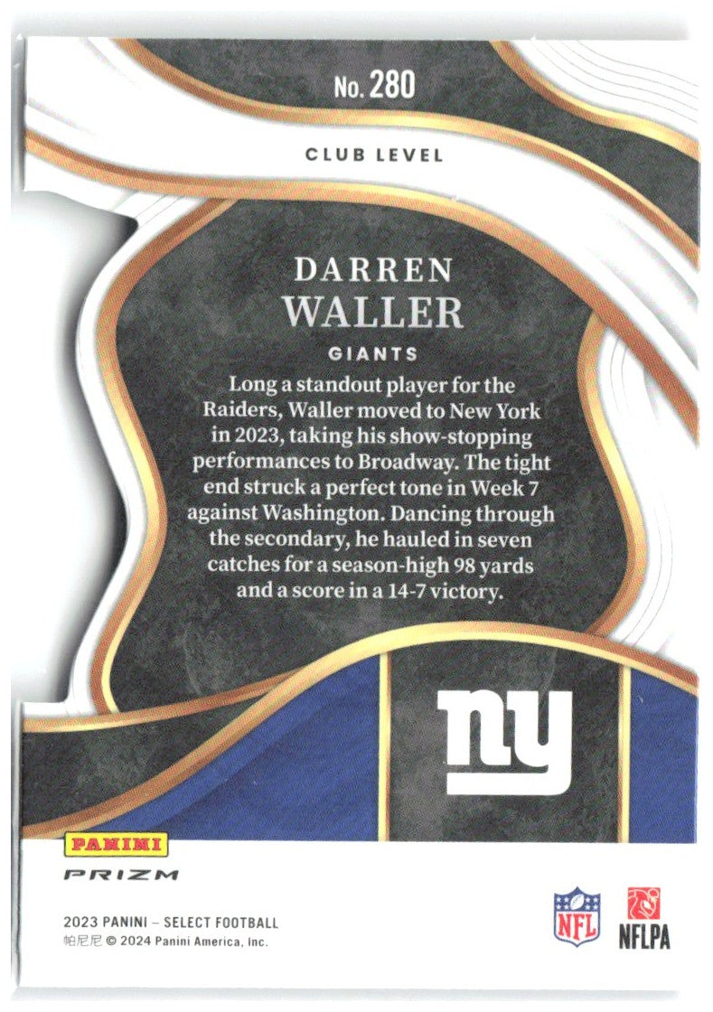 Darren Waller Select - Red and Yellow Prizms Die Cuts 280 2023 New York Giants