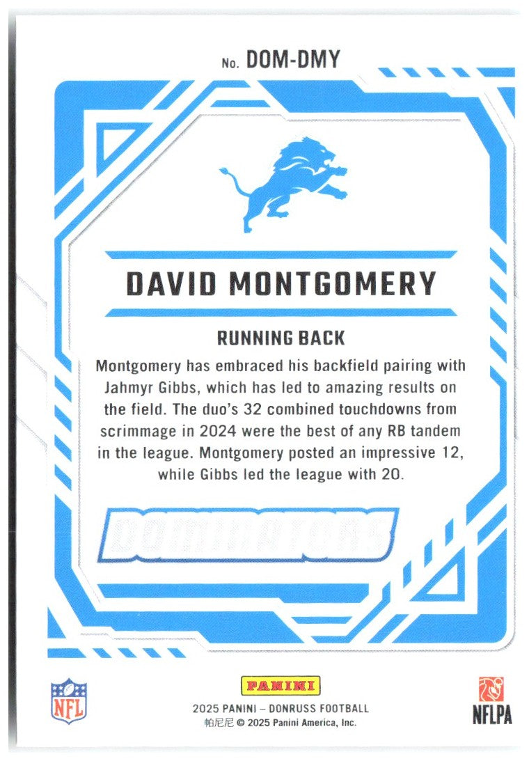 David Montgomery Donruss - Dominators DOM-DMY 2025 Detroit Lions