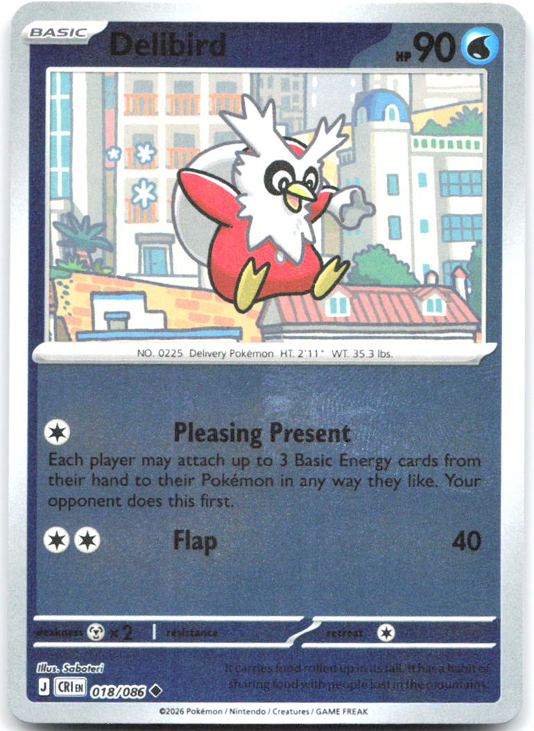 Delibird Reverse Holo Uncommon ME04 Chaos Rising 018/086 NM Saboteri