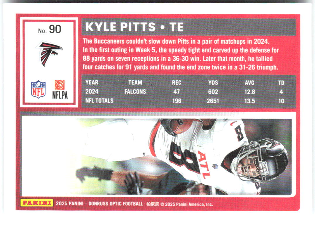 Kyle Pitts Donruss Optic 90 2025 Atlanta Falcons
