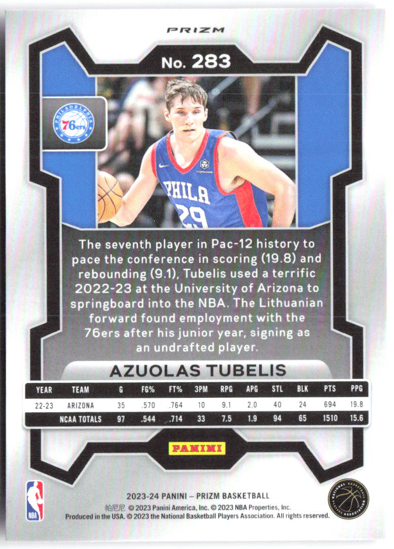 Azuolas Tubelis Panini Prizm - Prizms Pink Ice 283 2023-24 Philadelphia 76ers