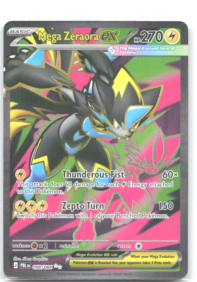 Mega Zeraora ex Holo Ultra Rare ME05 Pitch Black 098/084 NM 5ban Graphics