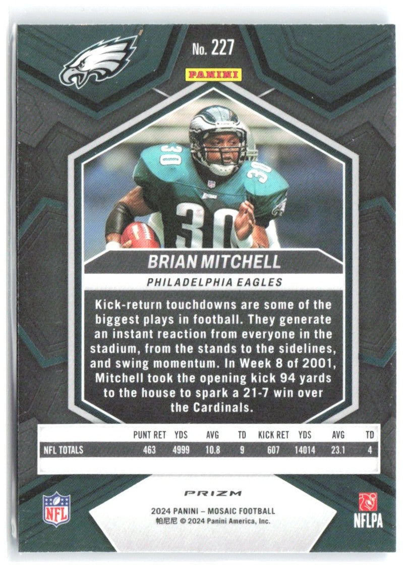 Brian Mitchell Panini Mosaic - Mosaic Reactive Blue 227 2024 Philadelphia Eagles