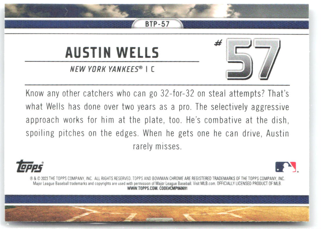 Austin Wells Bowman Scouts Top 100 Bowman - Bowman Scouts Top 100 BTP-57 NM
