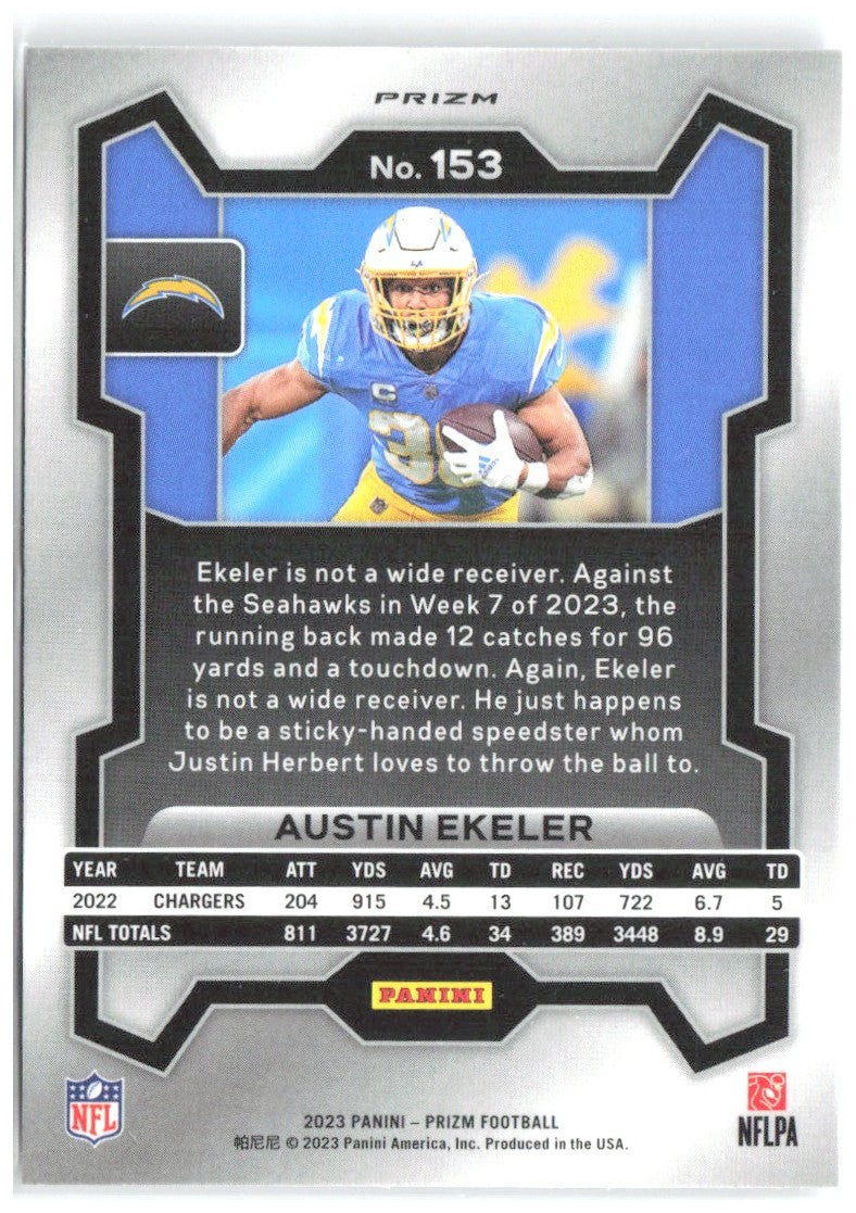 Austin Ekeler Panini Prizm - Silver 153 2023 Los Angeles Chargers