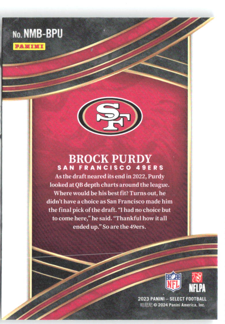 Brock Purdy Panini Select - Numbers NMB-BPU 2023 San Francisco 49ers