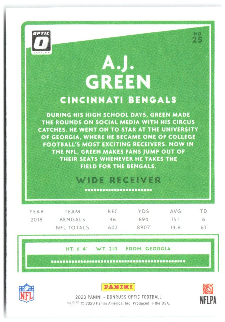 A.J. Green Donruss Optic 25 2020 Cincinnati Bengals