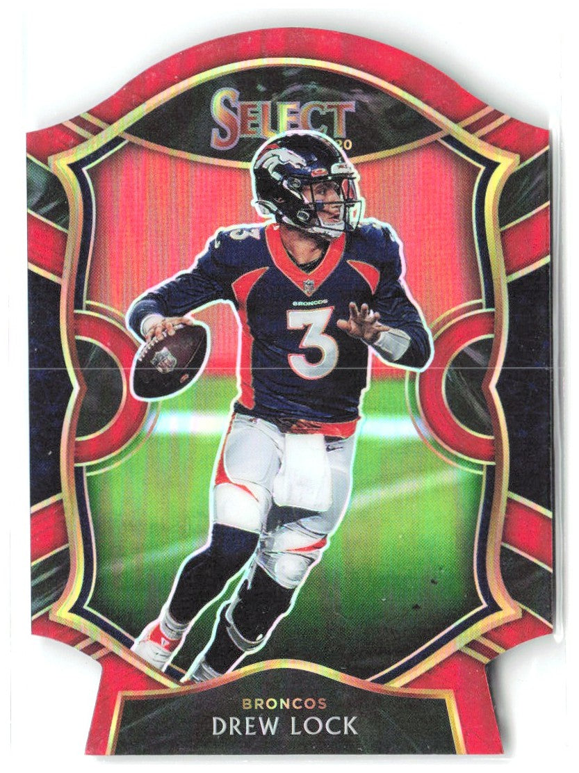 Drew Lock Panini Select - Red Prizm Die Cut 27 2020 Denver Broncos