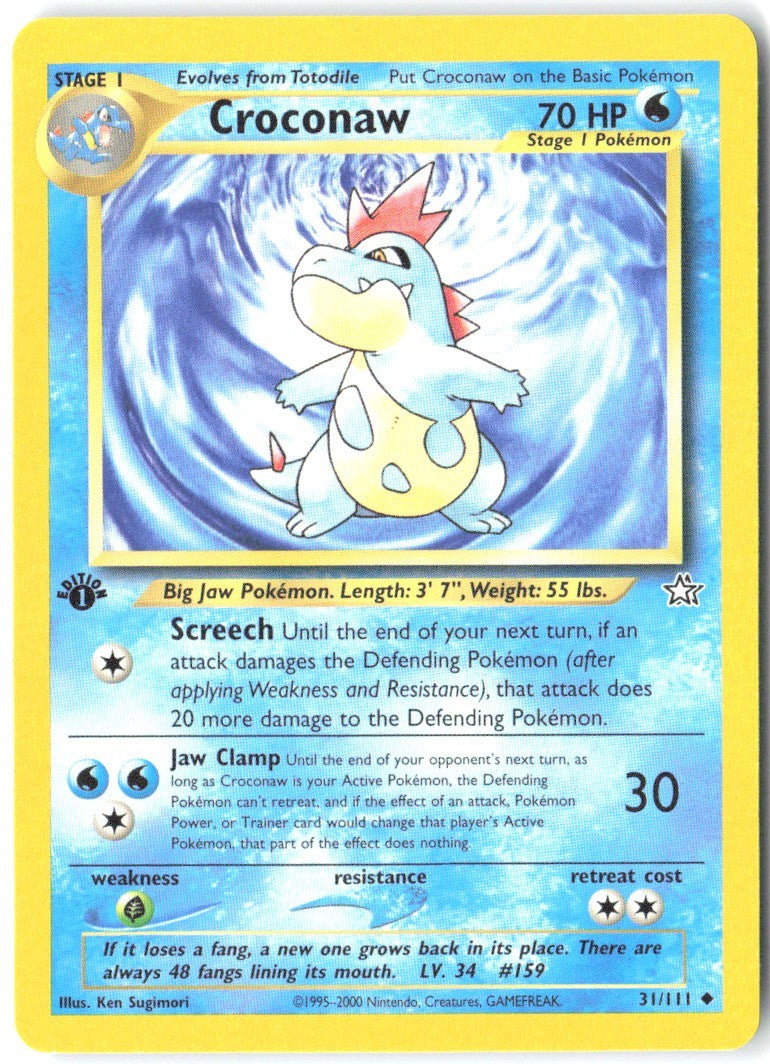 Croconaw 31 1st Edition Uncommon Neo Genesis 031/111 NM Ken Sugimori
