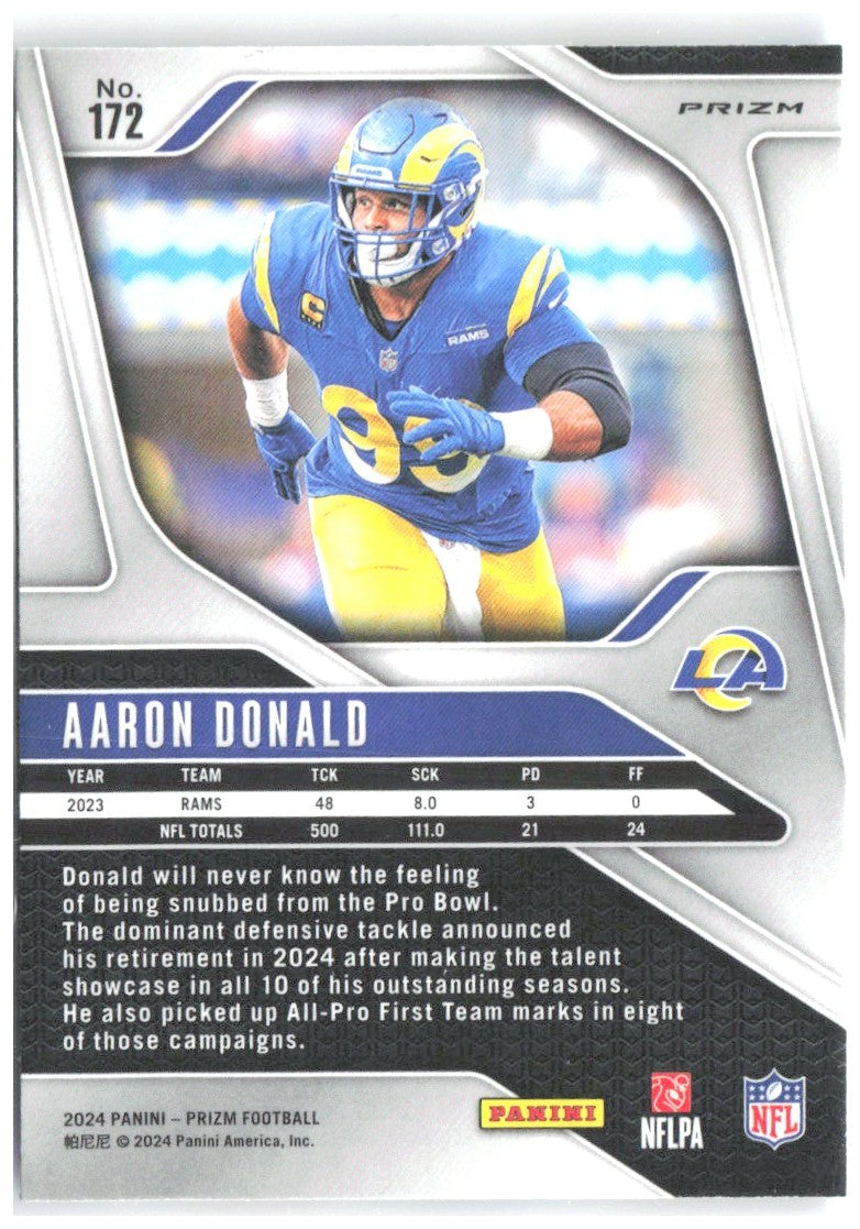 Aaron Donald Panini Prizm - Red White and Blue 172 2024 Los Angeles Rams