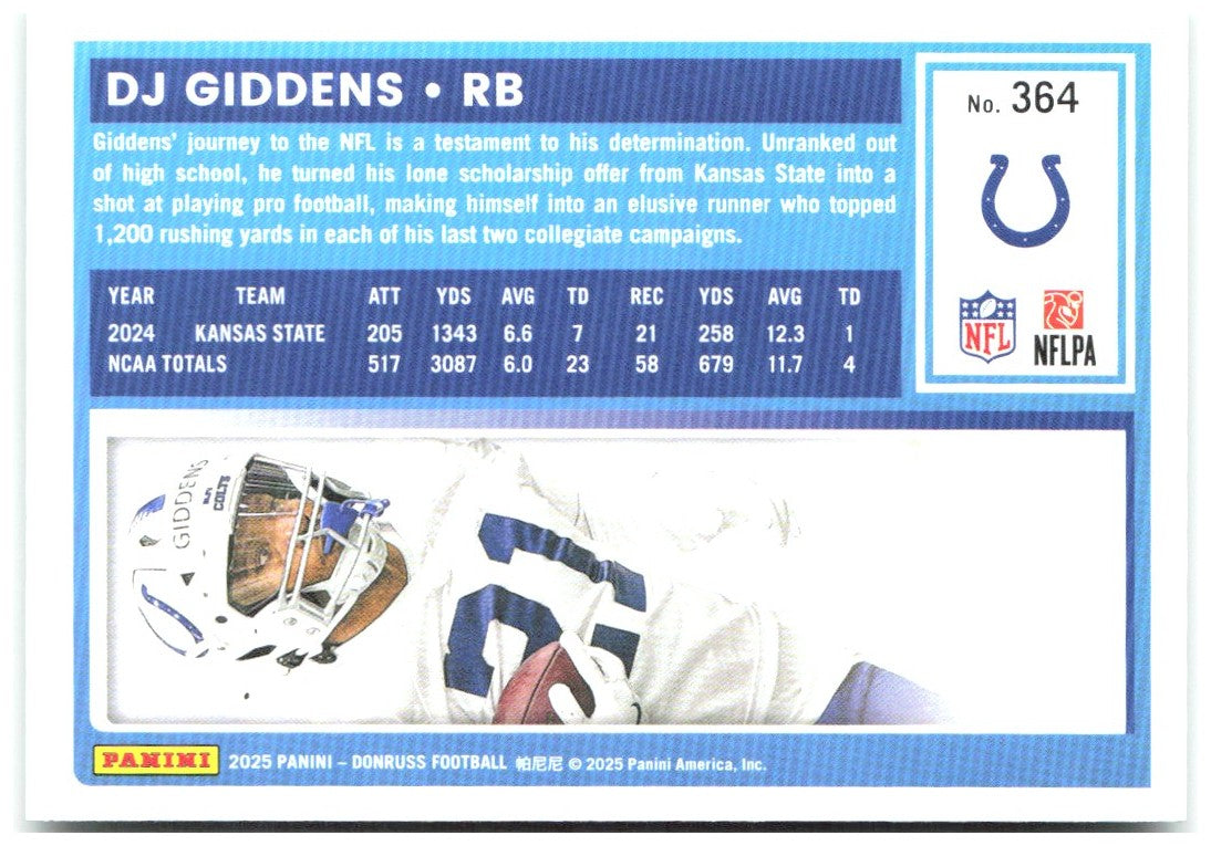 DJ Giddens Donruss - Press Proofs Green 364 2025 Indianapolis Colts