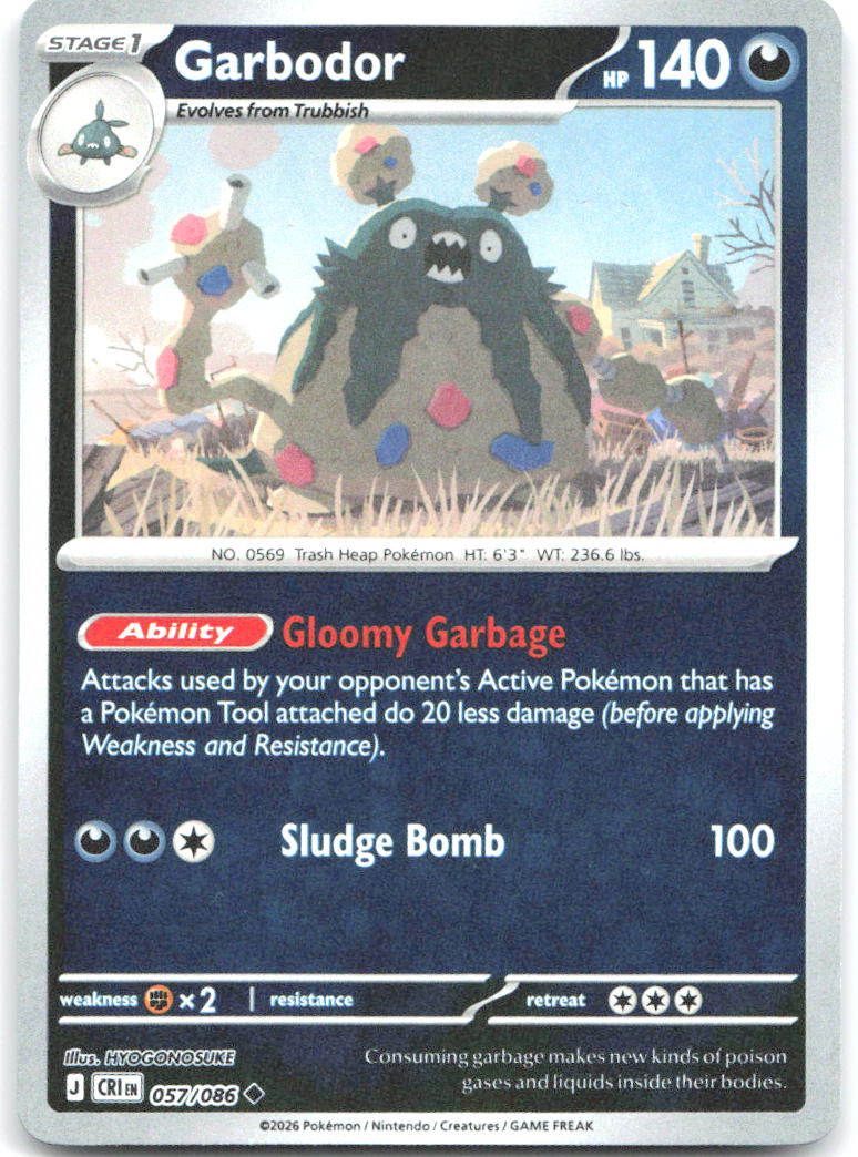 Garbodor Reverse Holo Uncommon ME04: Chaos Rising 057/086 NM HYOGONOSUKE