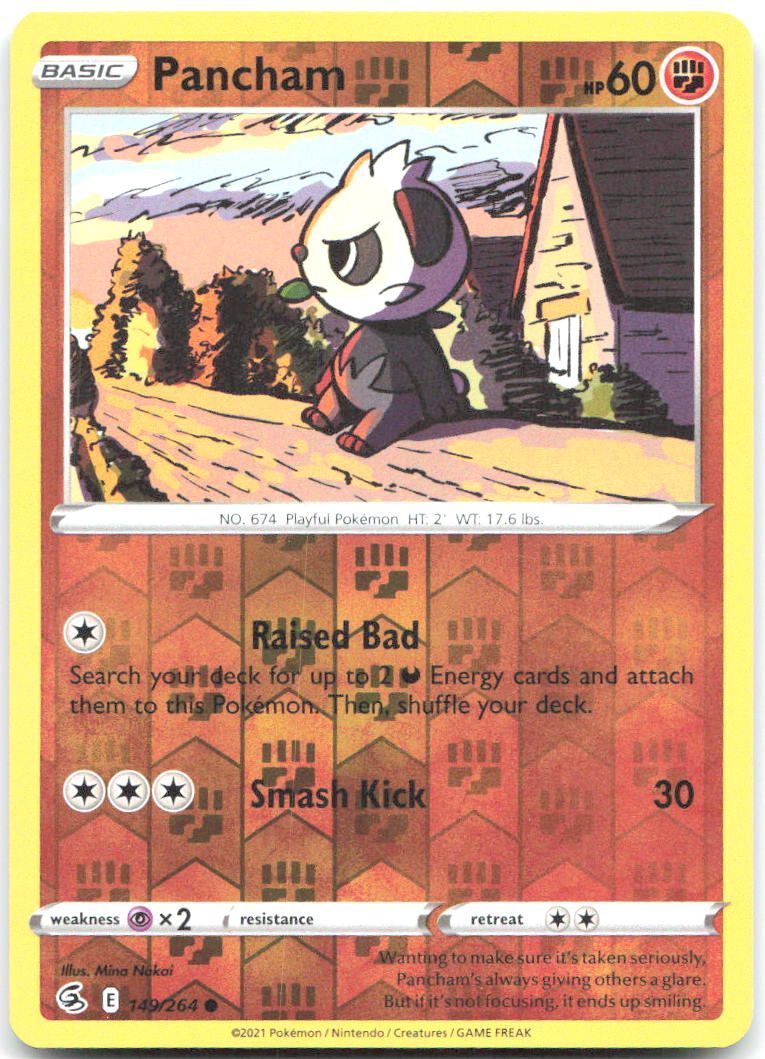 Pancham Reverse Holo Common SWSH08 Fusion Strike 149/264 NM Mina Nakai