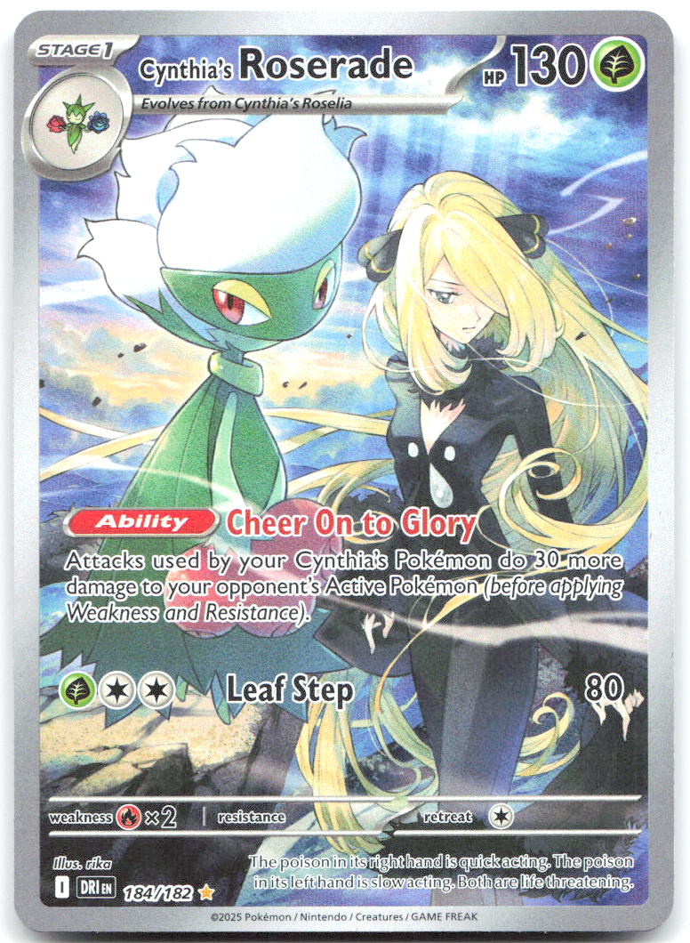 Cynthia's Roserade Holo Illustration Rare SV10: Destined Rivals 184/182 NM rika
