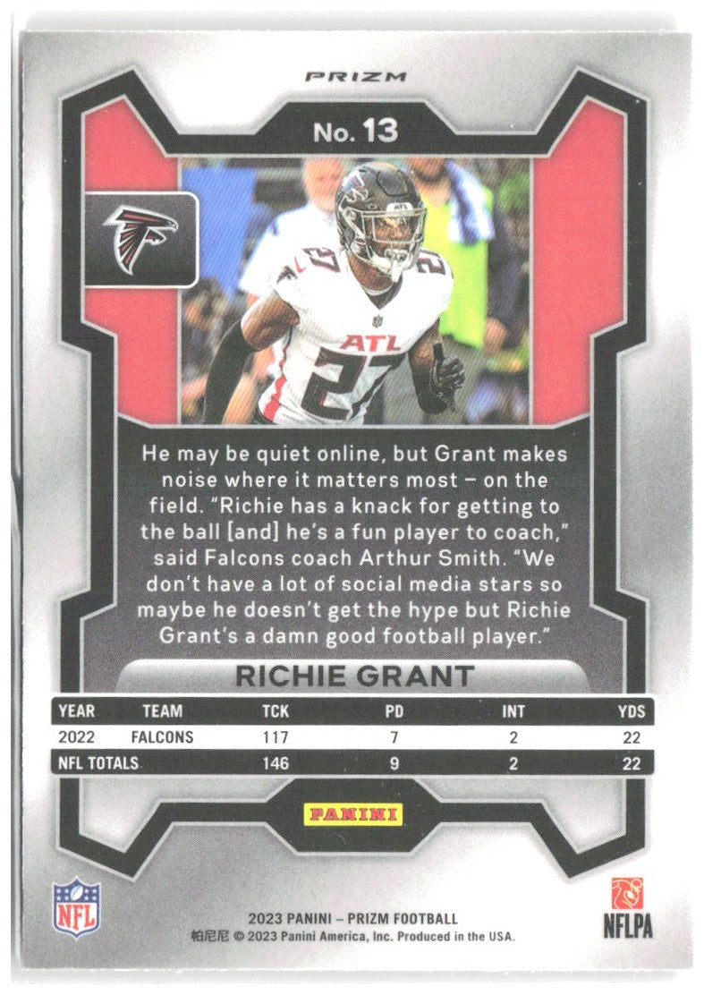 Richie Grant Panini Prizm - Lazer 13 2023 Atlanta Falcons