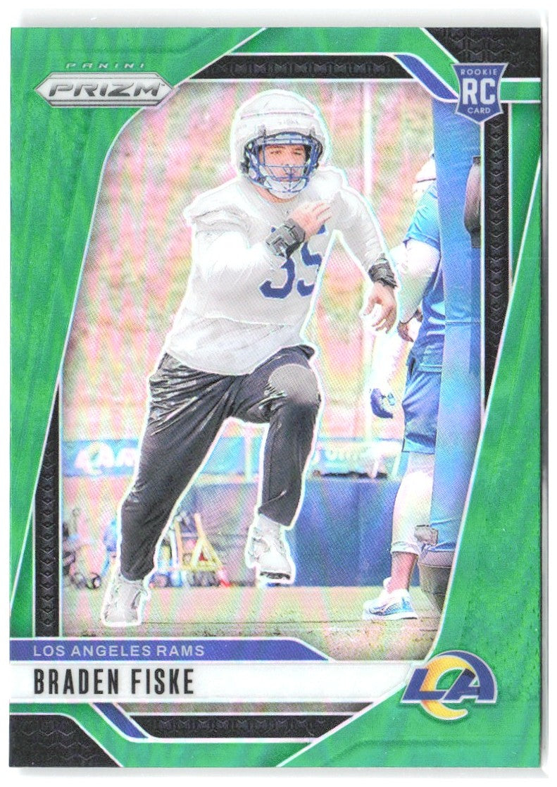 Braden Fiske Panini Prizm - Green 310 2024 Los Angeles Rams