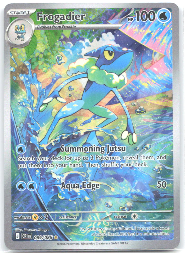 Frogadier Holo Illustration Rare ME04: Chaos Rising 089/086 NM Susumu Maeya