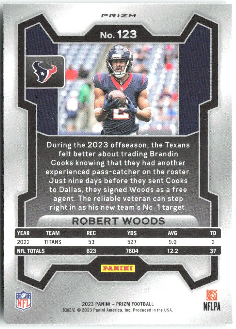 Robert Woods Panini Prizm - Green 123 2023 Houston Texans