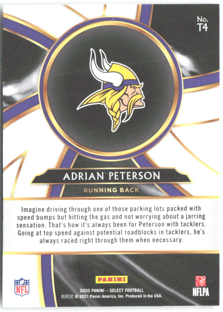 Adrian Peterson Panini Select - Turbocharged T4 2020 Minnesota Vikings