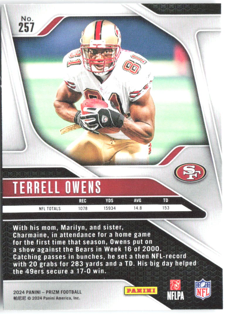 Terrell Owens Panini Prizm 257 2024 San Francisco 49ers