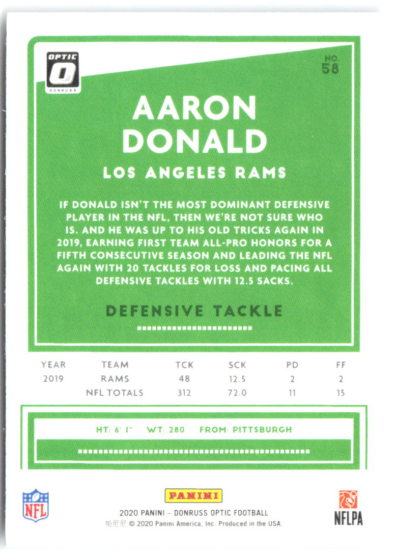 Aaron Donald Donruss Optic 58 2020 Los Angeles Rams