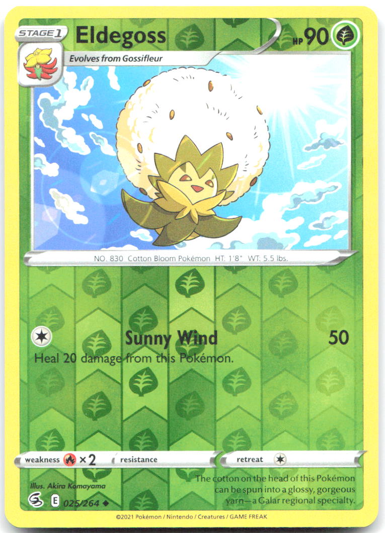 Eldegoss Reverse Holo Uncommon SWSH08 Fusion Strike 025/264 NM Akira Komayama
