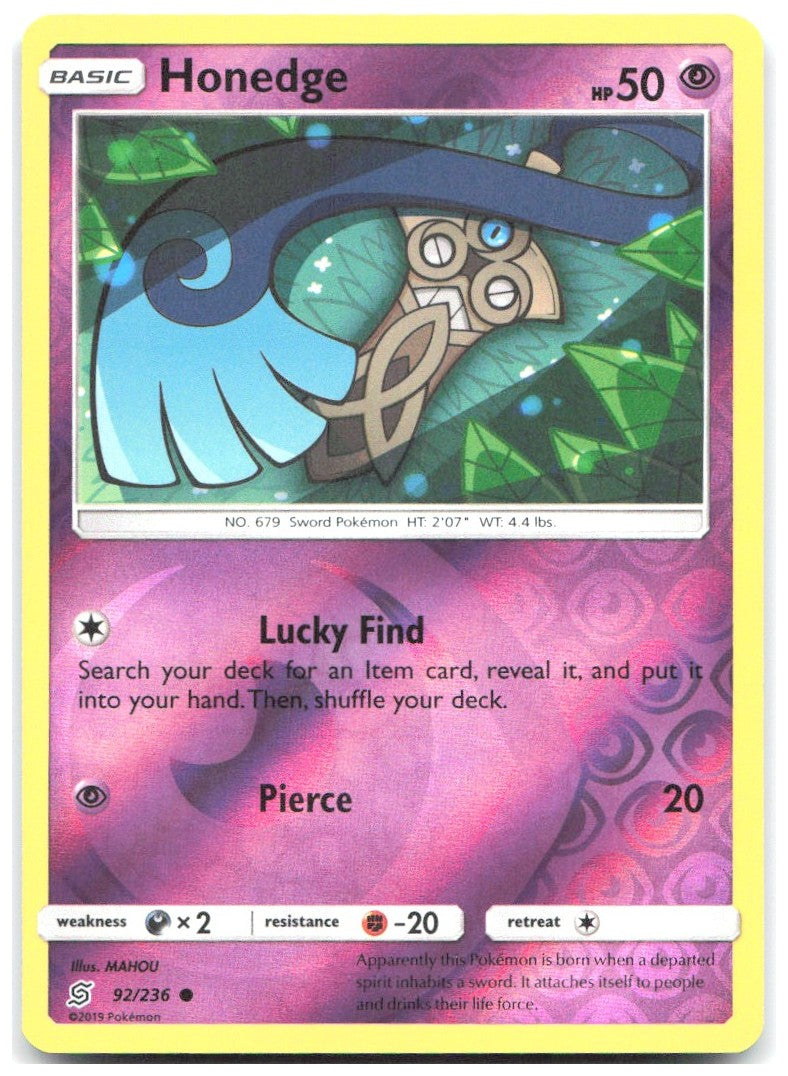 Honedge 92 Reverse Holo Common SM Unified Minds 92/236 NM MAHOU