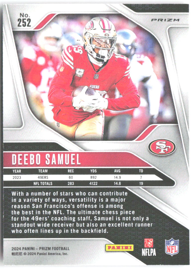Deebo Samuel Panini Prizm - Pink 252 2024 San Francisco 49ers