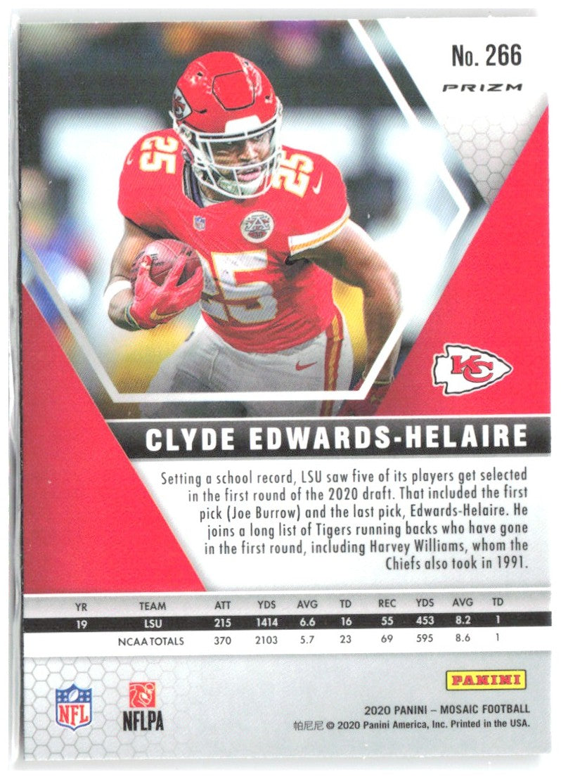 Clyde Edwards-Helaire Mosaic - Prizm Reactive Green 266 2020 Kansas City Chiefs