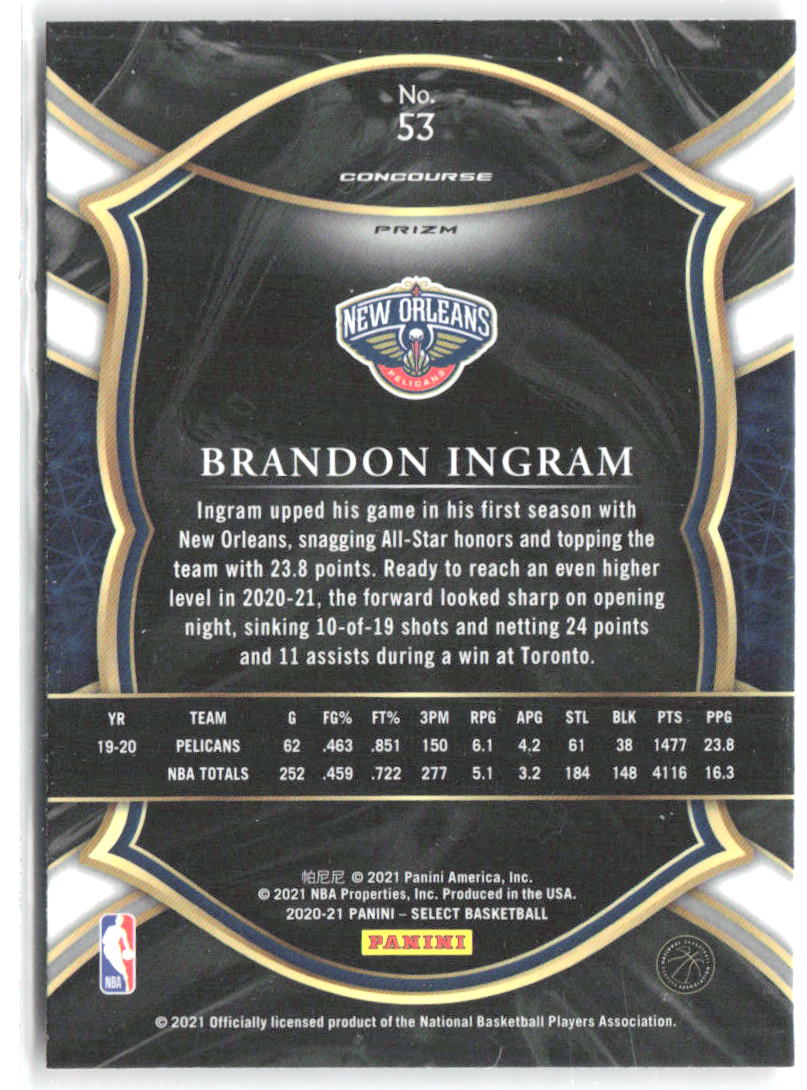 Brandon Ingram Red White Orange Flash Panini Select - Red White Orange Flash 53 NM