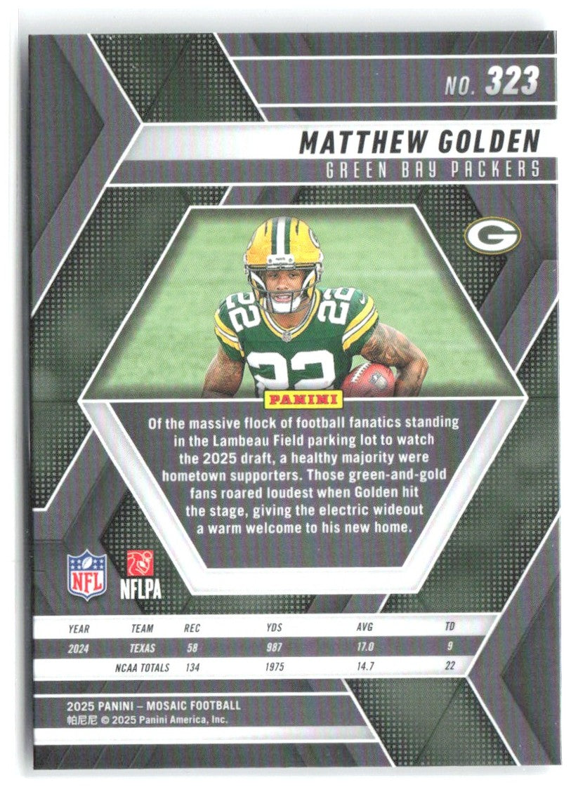 Matthew Golden Panini Mosaic 323 2025 Green Bay Packers RC