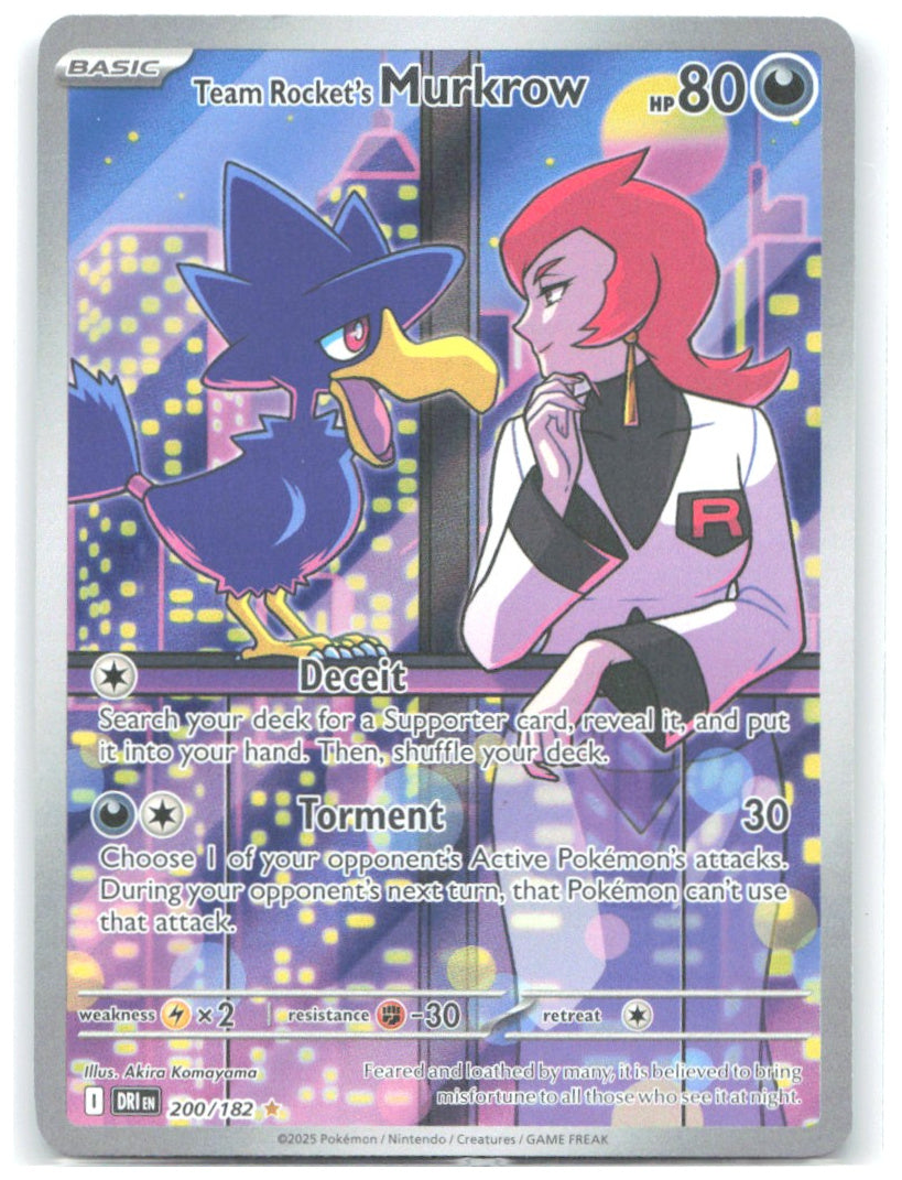 Team Rocket's Murkrow Holo Illustration Rare SV10 Destined Rivals 200/182 NM