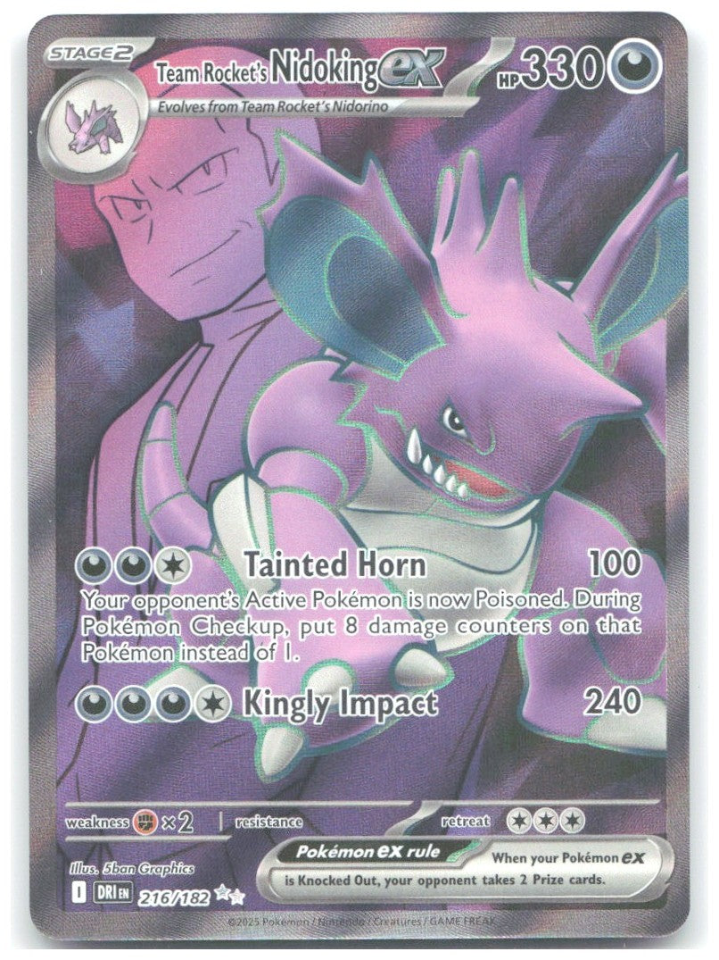 Team Rocket's Nidoking ex Ultra Rare Destined Rivals 216/182 NM 5ban Graphics