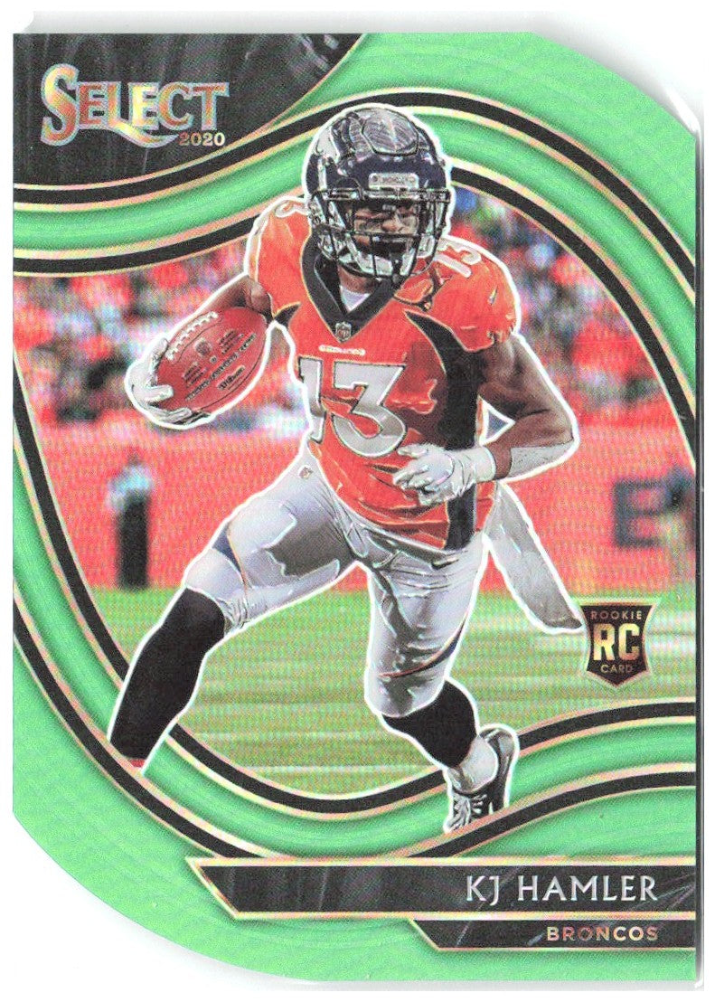 KJ Hamler Panini Select - Neon Green Prizm Die Cut 367 2020 Denver Broncos